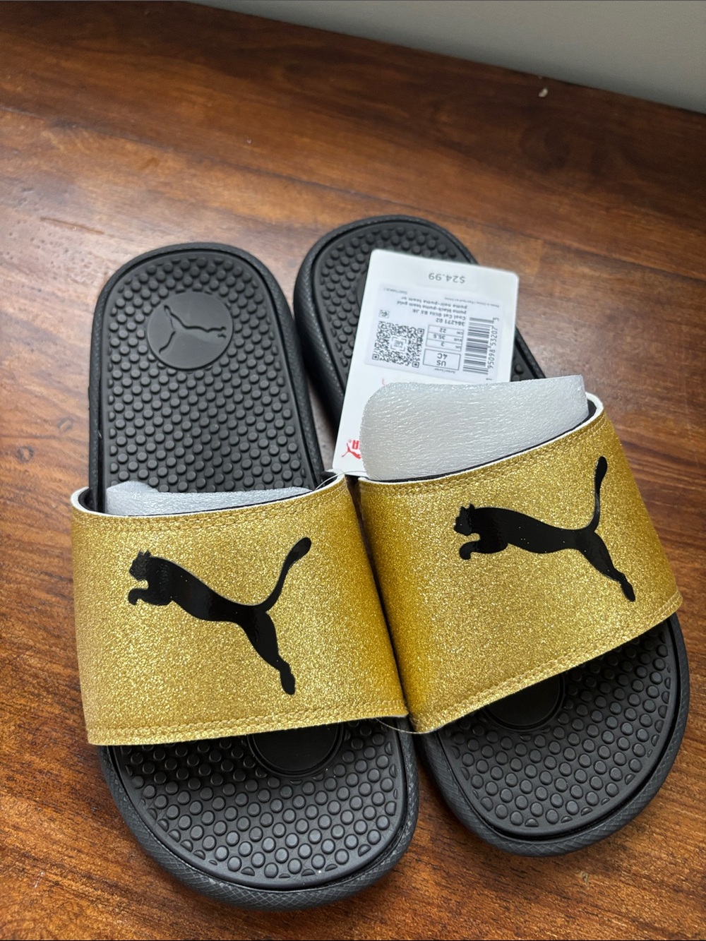 New with Tags PUMA Kids Cool Cat Glitz BX Slides – Gold/Black